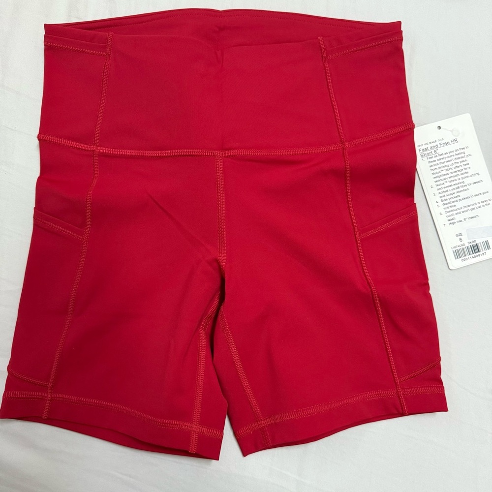 NWT lululemon fast and free shorts 6” dark red